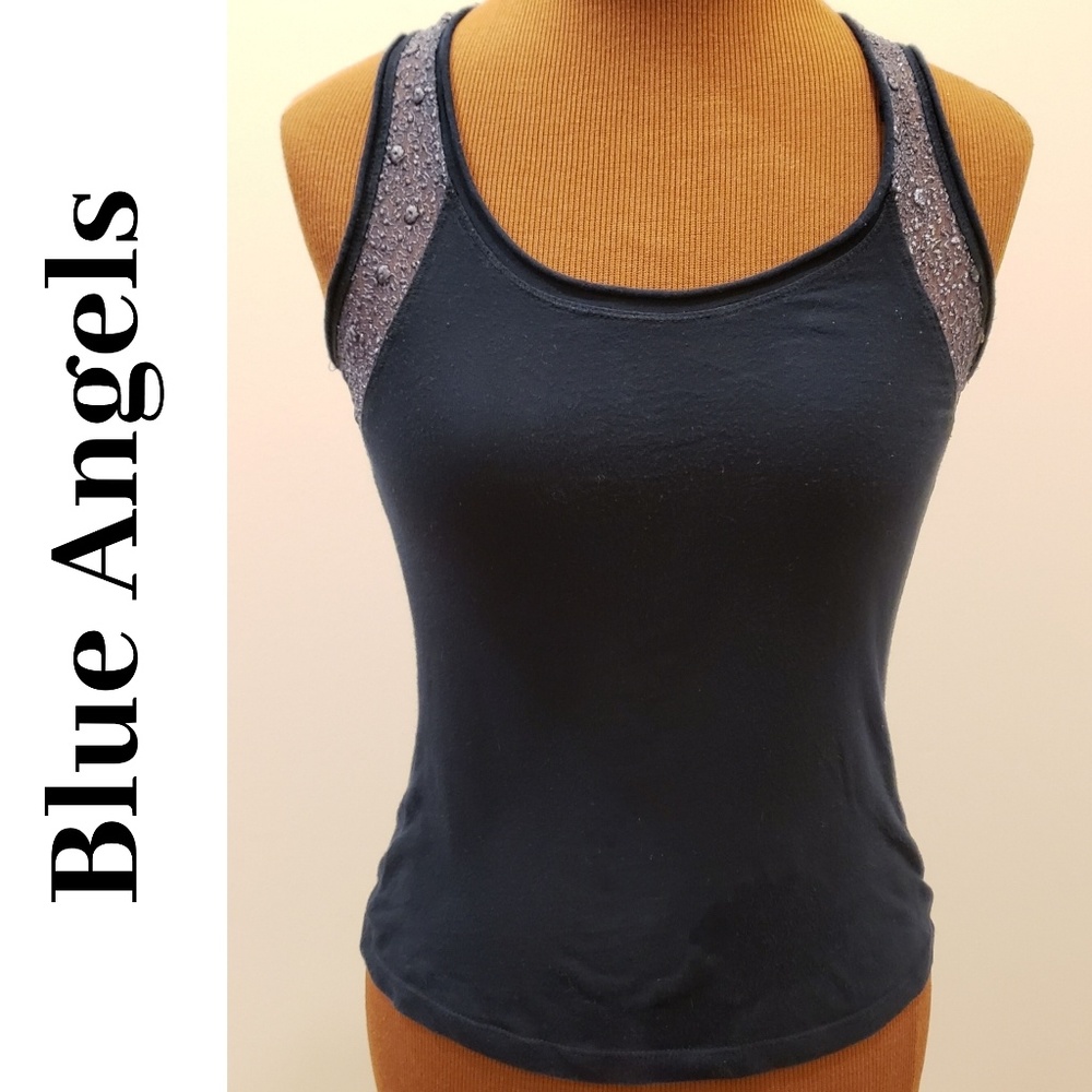 BLUE ANGELS Crystal Embellished Tank Top
